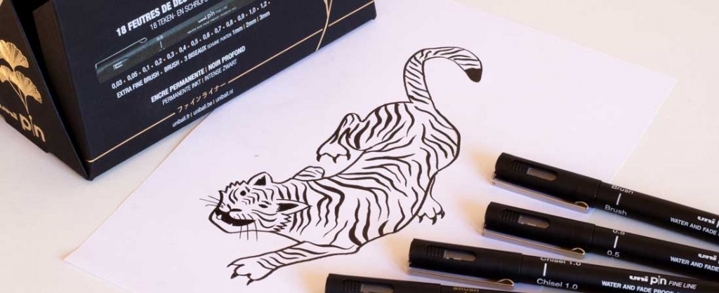 Draw a tiger with Uni Pin felt-tips