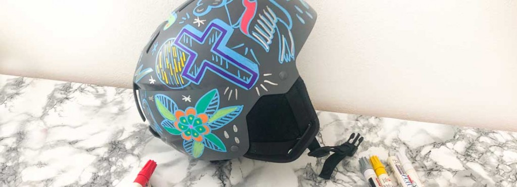 Give a ski helmet an Old School look with Uni Paint markers