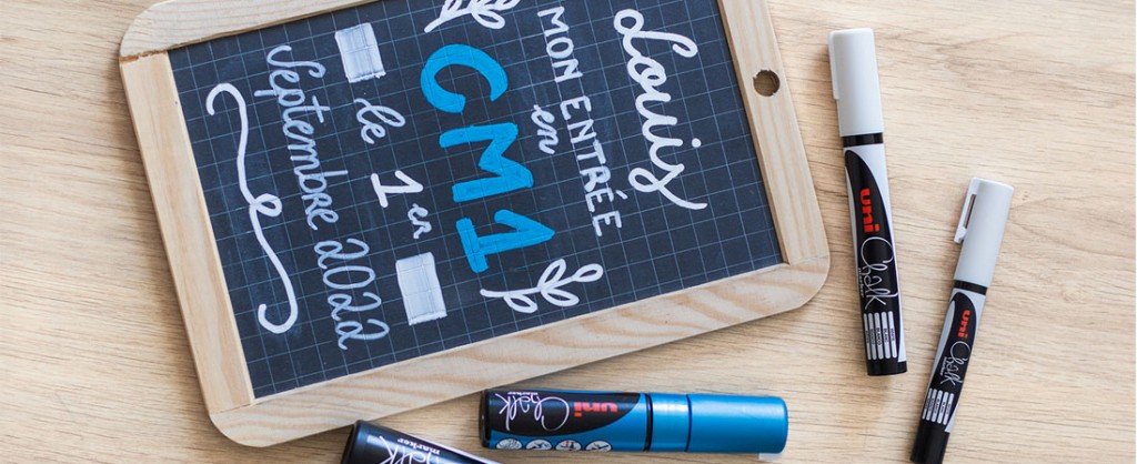 Decorate a slate for the new school year with Uni Chalk markers