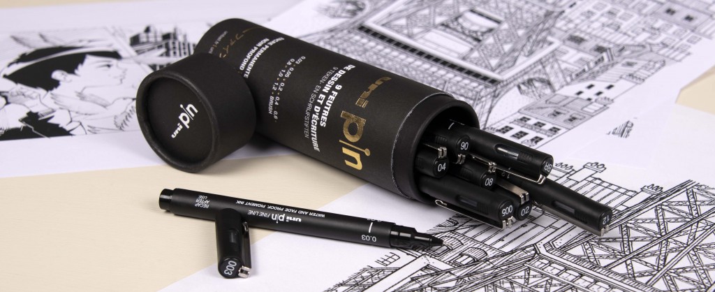 A brand new case for the range of Uni Pin writing and drawing pens