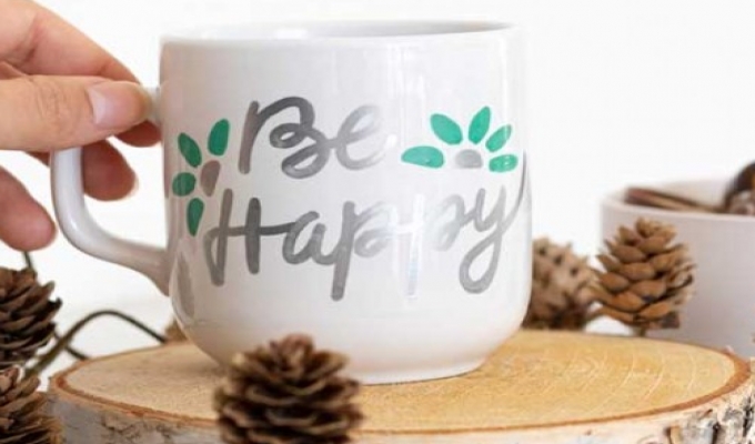 Personalise a mug with Uni Paint markers for the perfect gift