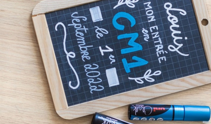 Decorate a slate for the new school year with Uni Chalk markers