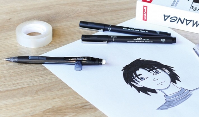 Create your own portrait with the Uni-Pin Manga Starter Kit!