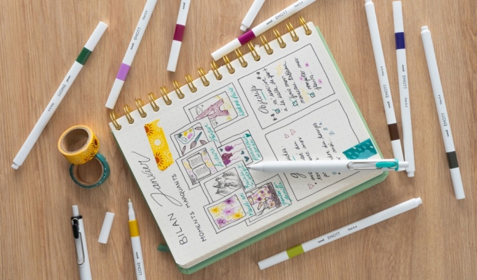 Create your bullet journal with ONE rollerballs and EMOTT felt pens