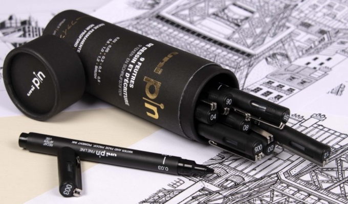 A brand new case for the range of Uni Pin writing and drawing pens 